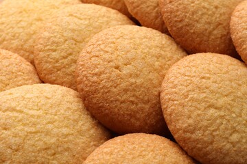 Delicious butter cookies as background, closeup view