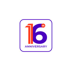 ILLUSTRATION 16th ANNIVERSARY DESIGN SIMPLE TEMPLATE LOGO ICON VECTOR