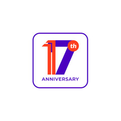 ILLUSTRATION 17th ANNIVERSARY DESIGN SIMPLE TEMPLATE LOGO ICON VECTOR