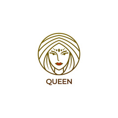 Symbol Queen logo with line style design template, beauty salon