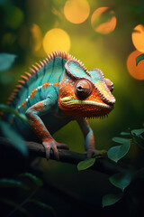 Fototapeta premium Chameleon in the Jungle Portrait