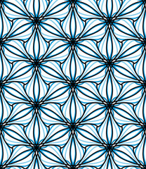 Blue Flowers with Black Petal Seamless Pattern 