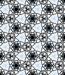 Blue Snowflakes with Black Flowers Seamless Pattern Seamless Pattern 
