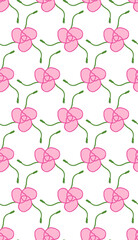 Pink Cherries Seamless Pattern on White Background 