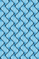 Geometric Blue and Black Line Seamless Pattern 