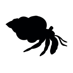 Vector hand drawn hermit crab silhouette isolated on white background © Sweta