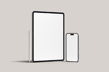 Tablet and smartphone blank mockup