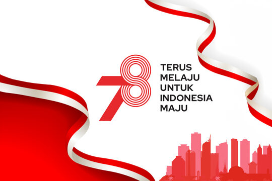 78th Happy Indonesia Independence Day National Day Proclamation Day Vector 78 logo design with red white ribbon