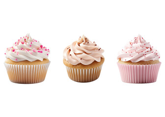 Cup cake set isolated on transparent background