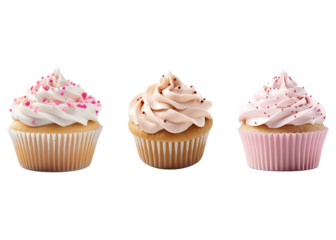 Cup cake set isolated on transparent background