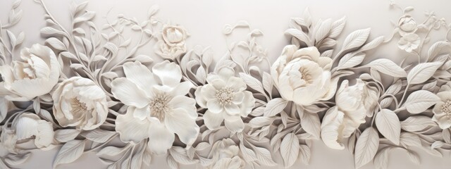 Delicate floral motifs intricately intertwine, creating an enchanting tapestry on the wall texture. Generative AI