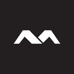 letter M mountain or building landmark logo.