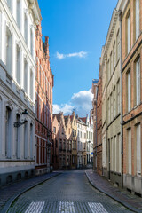 Typical street and its houses in the city of Bruges, Belgium
