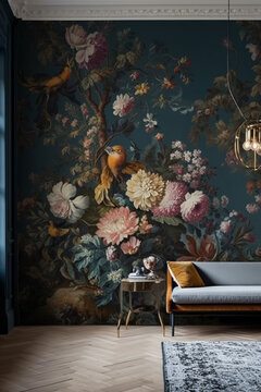 Sof&aacute; com ornamentos ao fundo Ornamentos Sofisticado Adornos Arabescos Abstrato Pal&aacute;cio Teto Igreja Barroco Rococ&oacute; Estilo Flores Floral Dourado S&eacute;culo Ventage Retr&ocirc; Pattern Background Textura