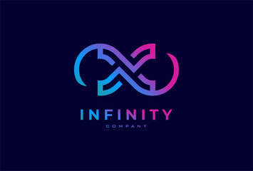 Infinity Logo Design. letter X with infinity combination, usable for technology, brand and company logos, vector illustration