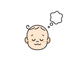 赤ちゃん　ベビー　顔　イラスト　アイコン　夢をみる