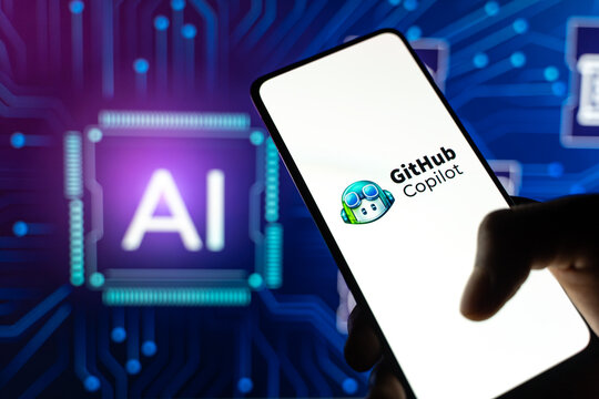West Bangal, India - july 5, 2023 : GitHub Copilot logo on phone screen stock image.