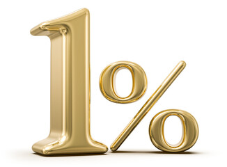 1 Percent 3D Number Gold