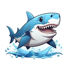 Cartoon shark isolated on white background