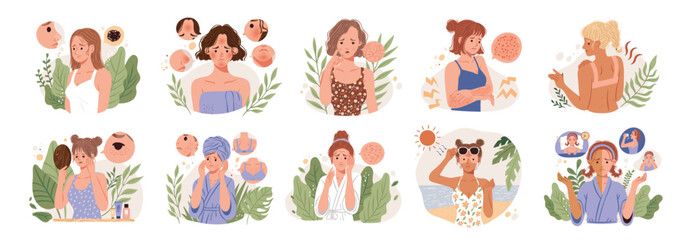 Skin conditions and problems set