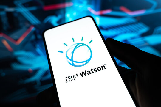 West Bangal, India - july 5, 2023 : IBM Watson ai logo on phone screen stock image.