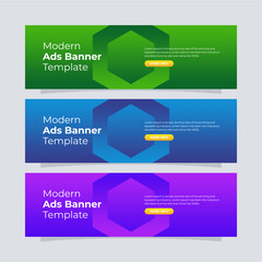 Banner template design. Entire colors gradient banner for the website. Modern ads banner.