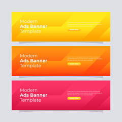 Banner template design. Entire colors gradient banner for the website. Modern ads banner.