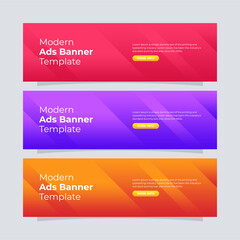 Obraz na płótnie Canvas Banner template design. Entire colors gradient banner for the website. Modern ads banner.