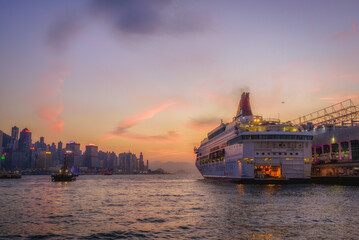 sunset over the harbor