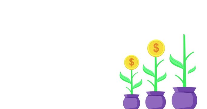 Animated footage of a money plant to symbolize financial growth, sales and success in business