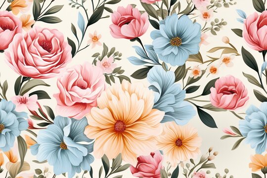 yellow flowers watercolor seamless patterns.exotic floral pattern wallpaper texture.Generative AI