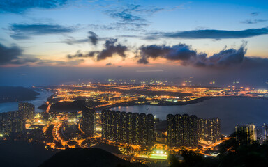 view of the city during sunset