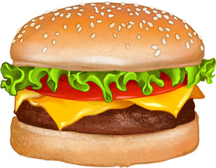 burger fast food watercolor