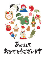 2024年　辰年　縁起物の年賀状