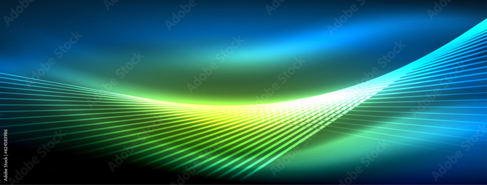 Poster neon light glowing line vectors: vibrant colors, sleek lines. captivating design style inspired by n