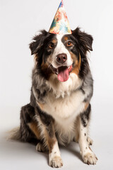 Cachorro com chapéu de aniversário aniversariante feliz pet petshop estimação carinho amor cuidado especial 