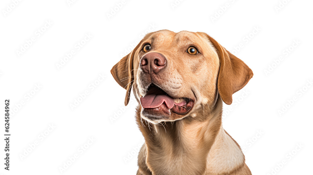 Wall mural a brown dog looks at the camera on transparent