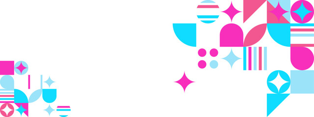 Template with a colorful blue, orange gradient triangular pattern on each corner position with a space. Modern white geometric background for business or corporate presentation. Vector illustration