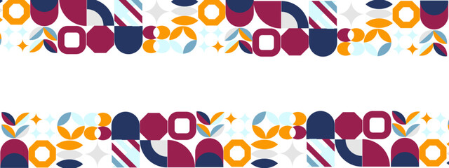 Abstract circle geometric background design. Mosaic ornament with circle pattern. Beautiful and unique colorful geometric wallpaper on square artboard