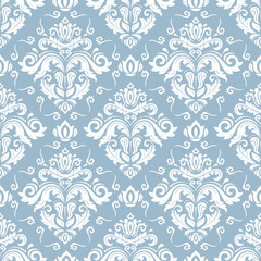 Classic seamless vector pattern. Damask orient blue and white ornament. Classic vintage background. Orient pattern for fabric, wallpapers and packaging - 624587362