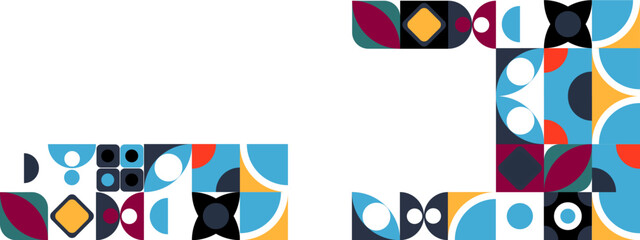 Minimal mosaic geometric shapes abstract modern background design. Design for poster, template on web, backdrop, banner, brochure, website, flyer, landing page, presentation, certificate, and webinar
