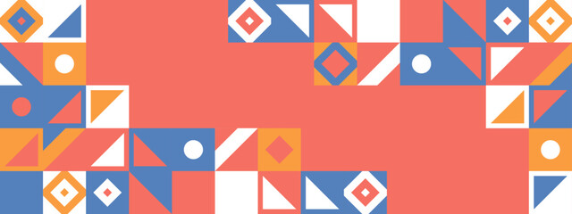 Obraz premium Abstract geometric pattern mosaic design in retro style. Vector illustration.