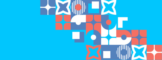 Geometric flat mosaic background with shapes colorful