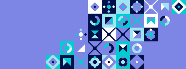 Geometric flat mosaic background with shapes colorful