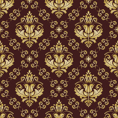 Orient brown and golden vector classic pattern. Seamless abstract background with vintage elements. Orient pattern. Ornament for wallpapers and packaging