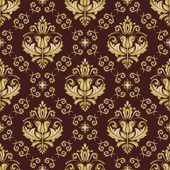 Orient brown and golden vector classic pattern. Seamless abstract background with vintage elements. Orient pattern. Ornament for wallpapers and packaging