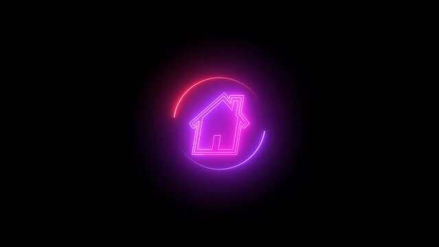 House  bright icon animation . circle rotation 4k motion background.