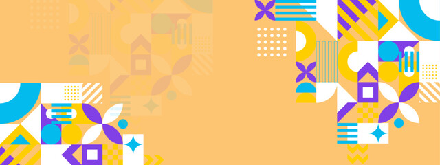 Fototapeta premium Colorful vector retro geometric shapes mosaic background