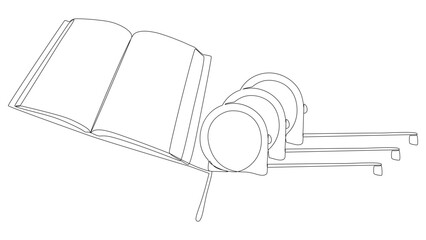 One continuous line of Book with Ruler tape. Thin Line Illustration vector Measuring Guide concept. Contour Drawing Creative ideas.