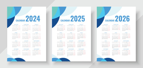 Wall Calendar 2024 to 2026